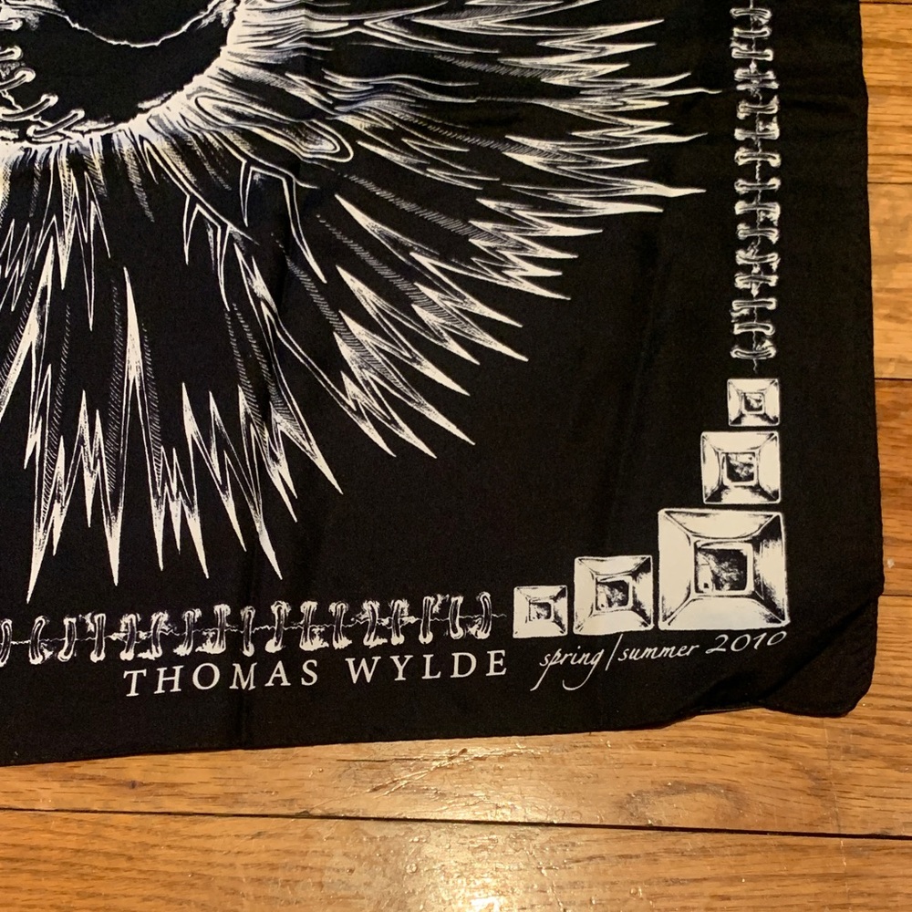 Thomas Wylde Monochrome Skull Pattern Scarf - Picture 2 of 3